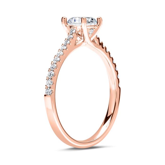 Anillo de compromiso de oro rosa 18 quilates con diamantes