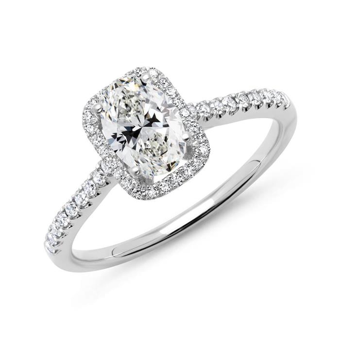 Halo ring 950 platinum with diamonds