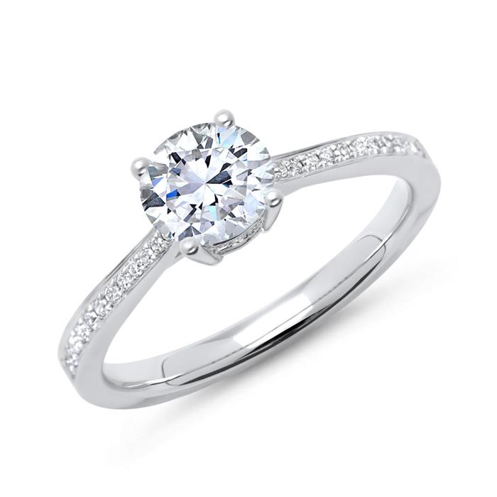 Engagement ring 18ct white gold with diamonds