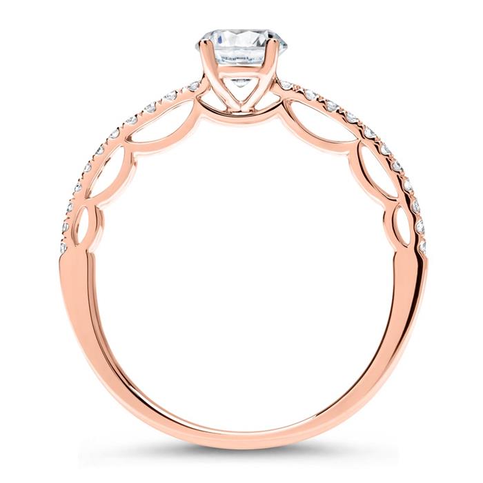 14 karaat rosegouden ring met Diamantzetting