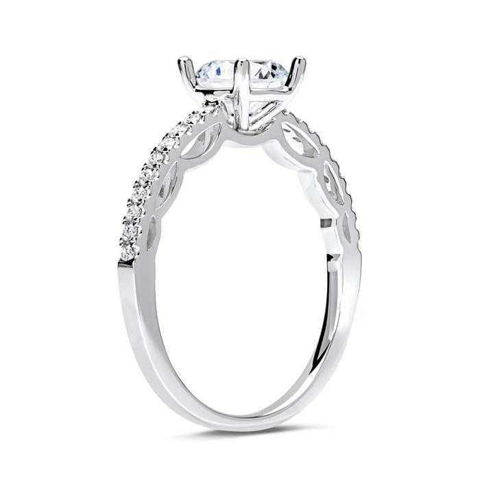 Engagement ring 14ct white gold with diamonds