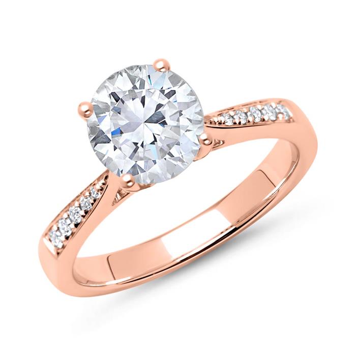 Engagement ring 14ct rose gold with diamonds