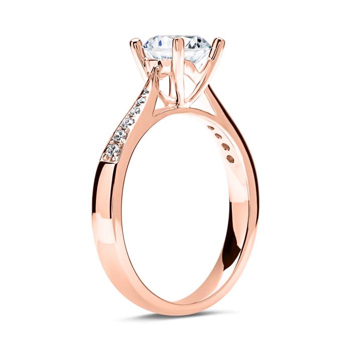 Verlobungsring 585er Roségold mit Diamanten