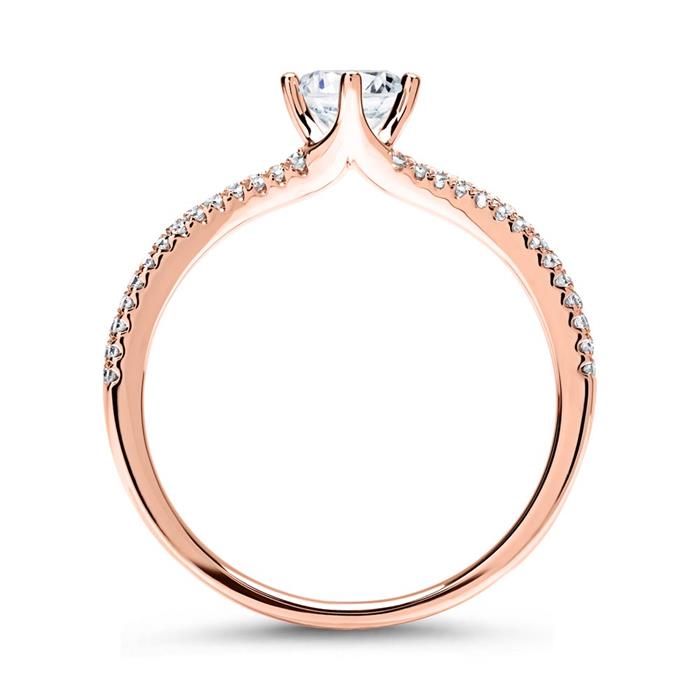 585er Ros&#xE9;gold Ring mit Diamanten