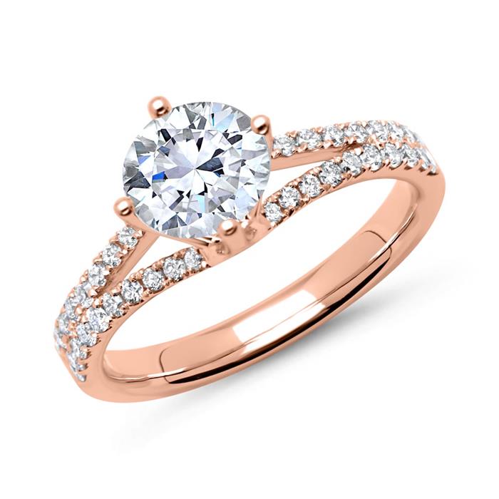 Ring 14ct rose gold with diamonds