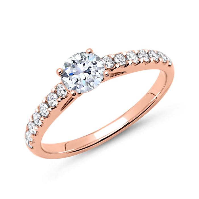 Verlovingsring 14 karaat roségoud met Diamanten
