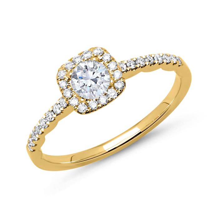 Halo ring 18ct gold with diamonds