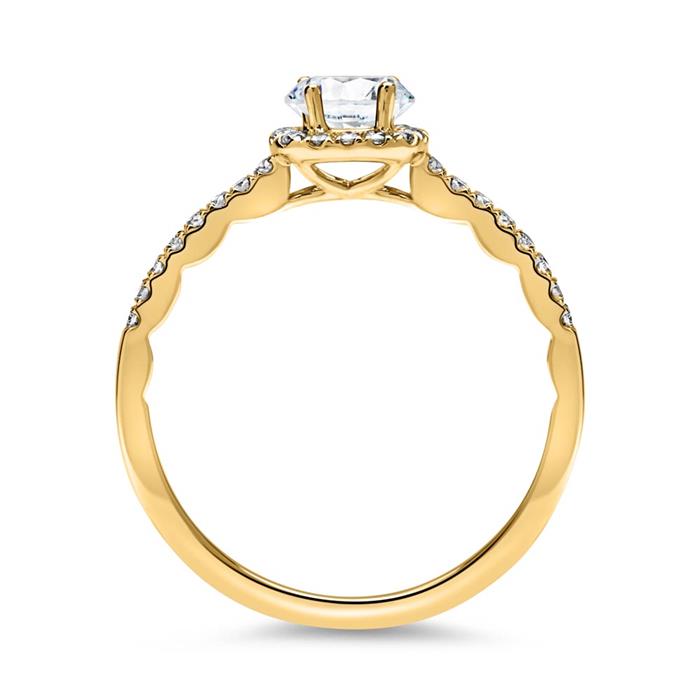 Halo ring 18ct gold with diamonds