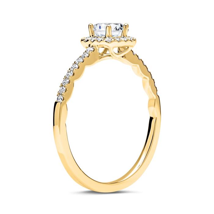 Halo ring 18ct gold with diamonds
