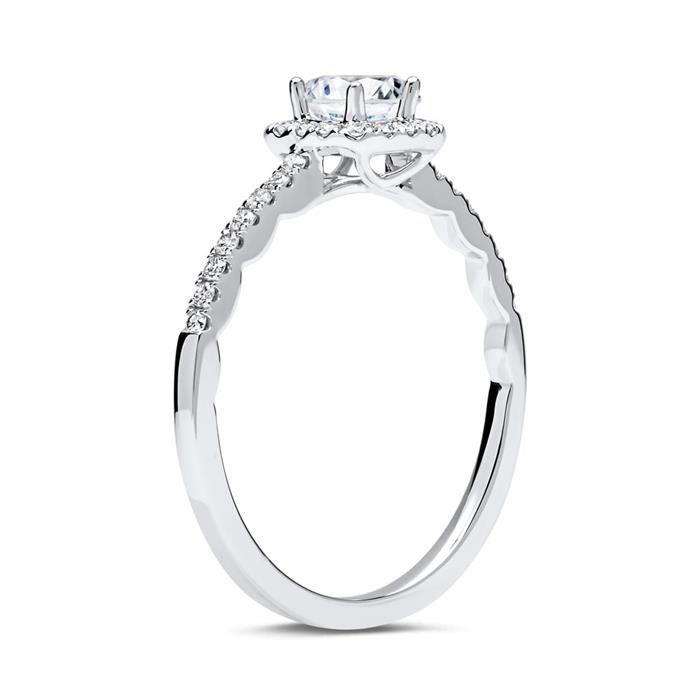 Halo ring 18ct white gold with diamonds