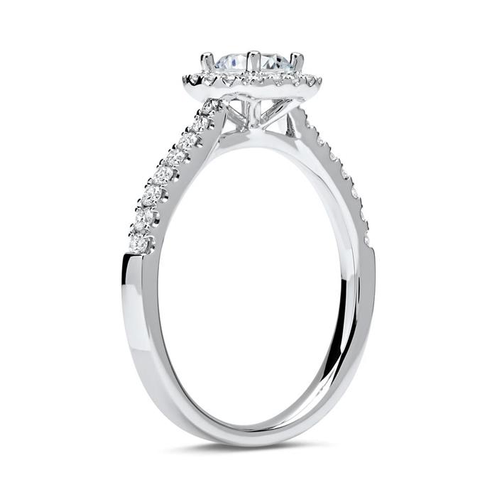 14 quilates anillo de compromiso de oro blanco con diamantes