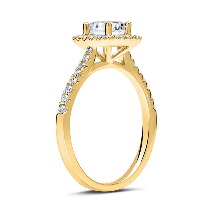 Halo ring 14 karaat goud met Diamanten