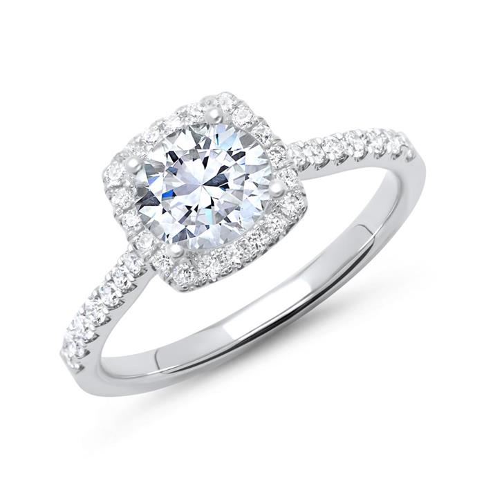 Halo ring 950 platinum with diamonds