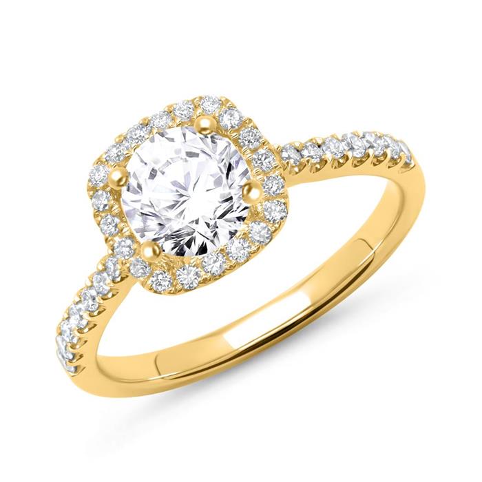 750er Gold Halo Ring mit Diamanten