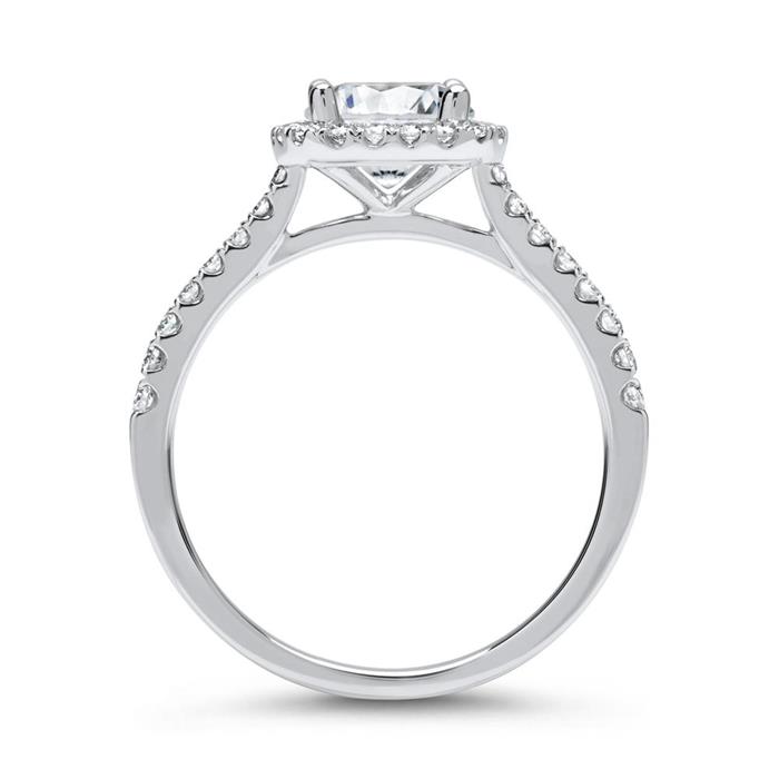 750er Weißgold Halo Ring mit Diamanten
