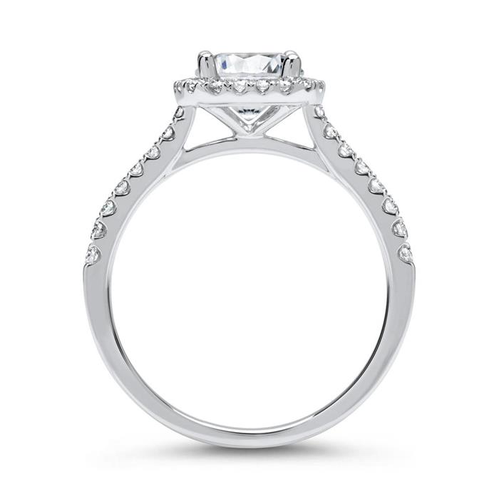 14ct white gold halo ring with diamonds