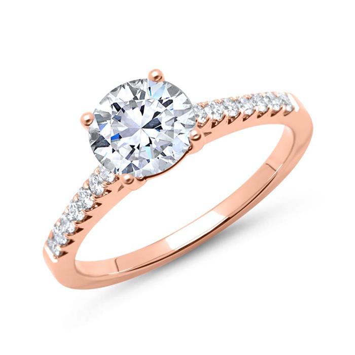 Ring 18ct rose gold with diamonds