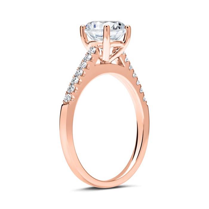 Ring 14ct rose gold with diamonds