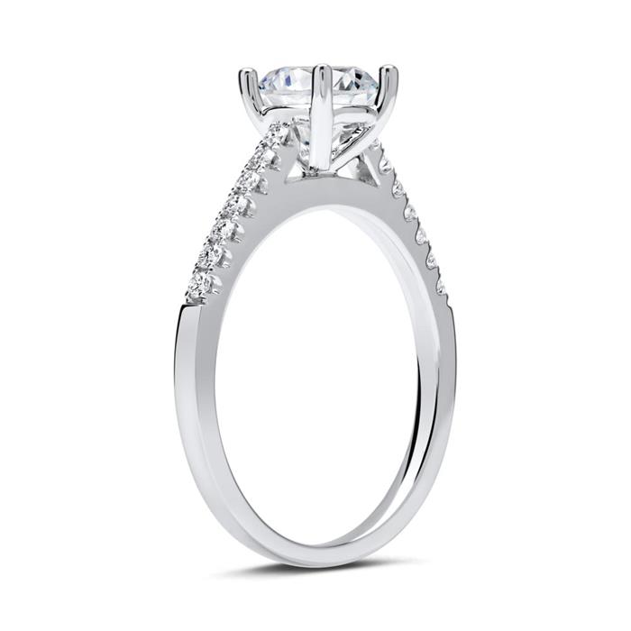 Ring 14ct white gold with diamonds