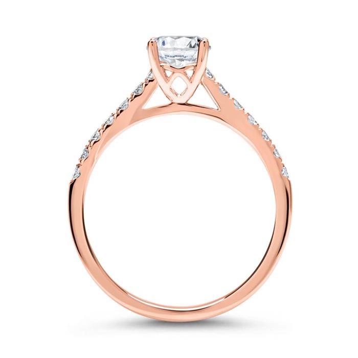 14ct rose gold engagement ring with diamonds