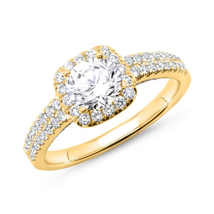 585er Gold Ring mit Diamanten