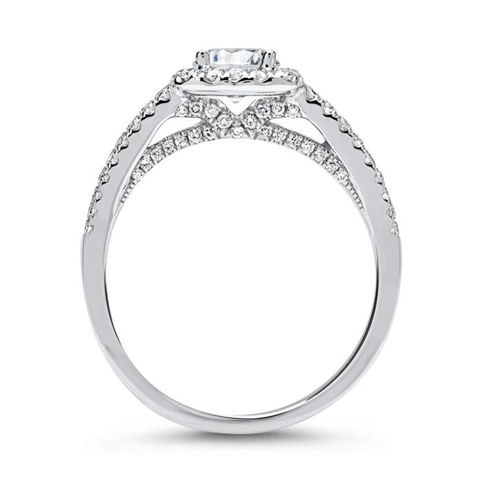 14 quilates anillo de oro blanco con diamantes