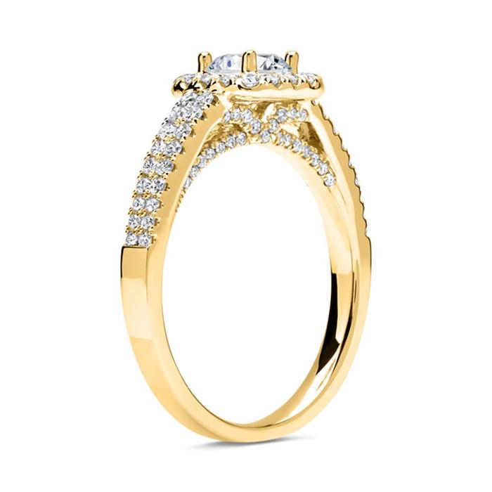 Anillo 14 quilates oro con diamantes