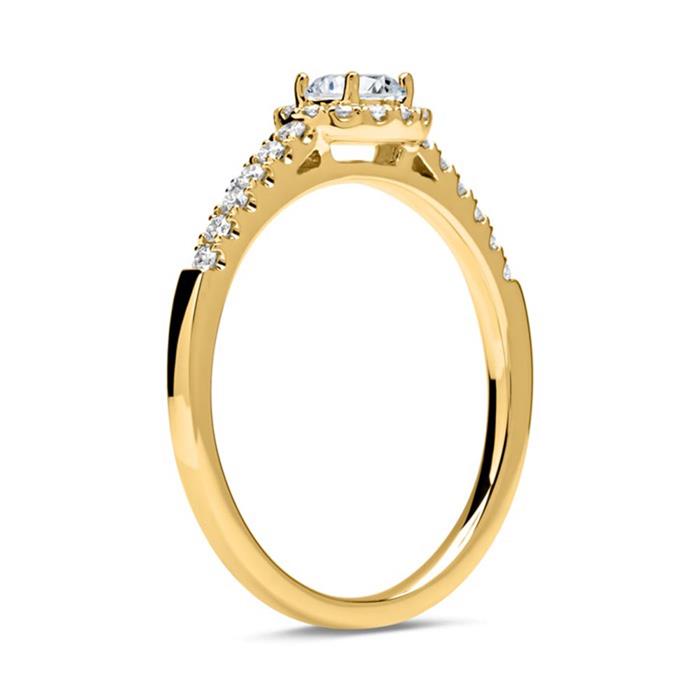 14 quilates anillo halo de oro con diamantes