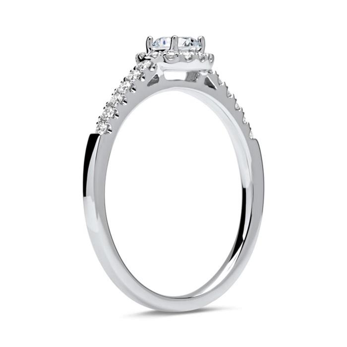 Anillo halo de platino 950 con diamantes