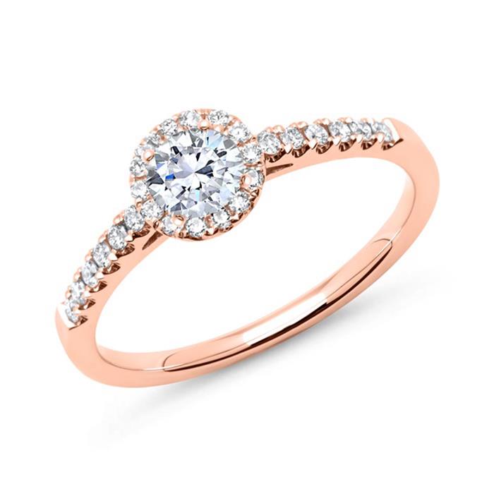 14ct rose gold halo ring with diamonds