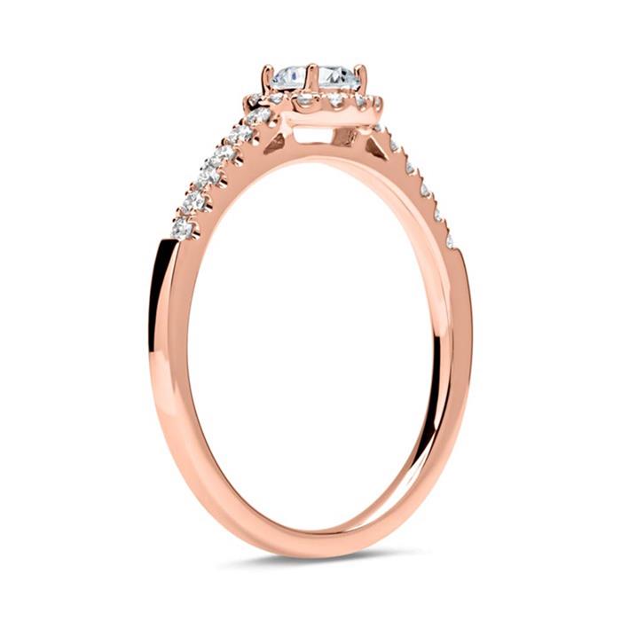 18 karaat roségouden halo ring met Diamanten