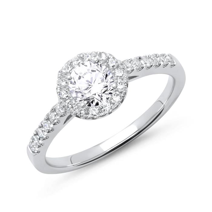 Engagement ring 14ct white gold with diamonds