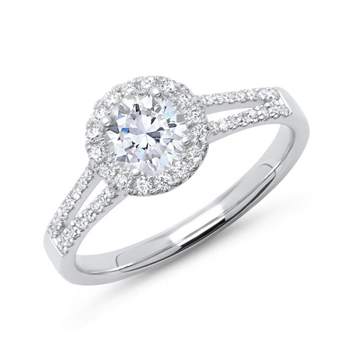 Halo ring 950 platinum with diamonds