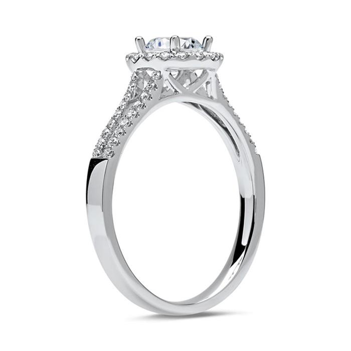 Halo ring 950 platina met Diamanten