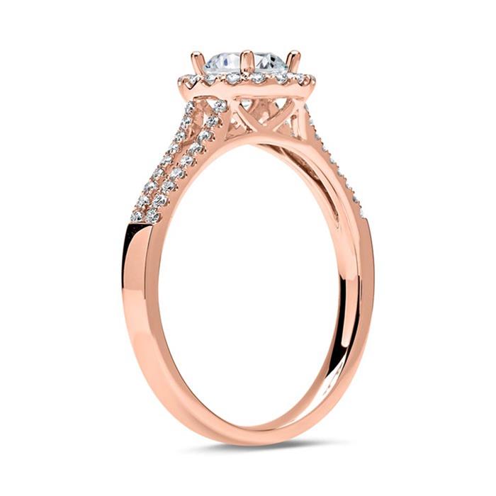 Halo ring 14ct rose gold with diamonds