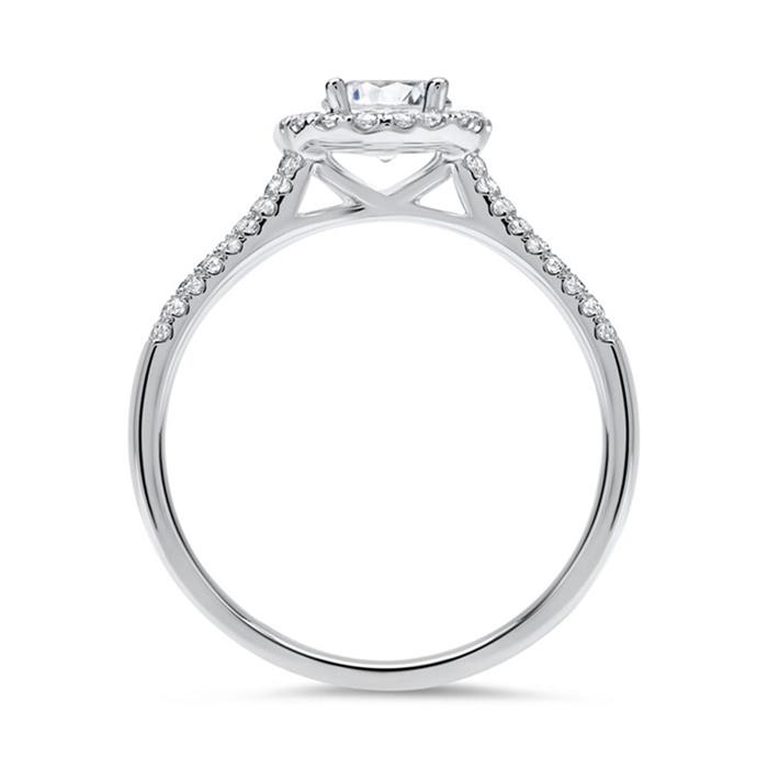 Anillo halo 14 quilates oro blanco con diamantes