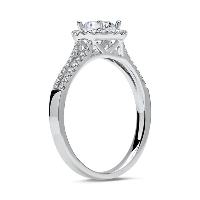 Halo ring 14ct white gold with diamonds