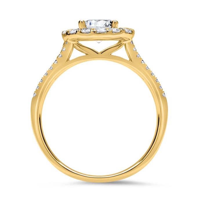Halo ring 18ct gold with diamonds