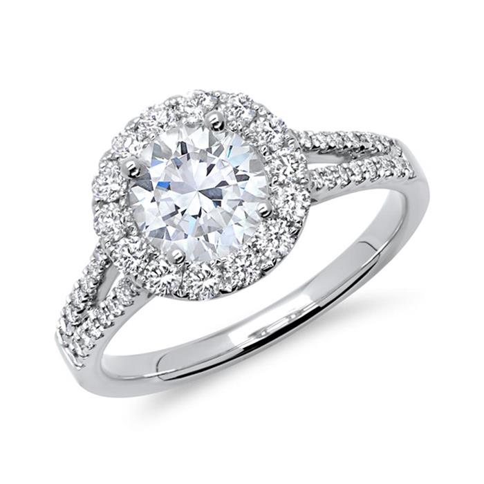 Halo ring 950 platinum with diamonds