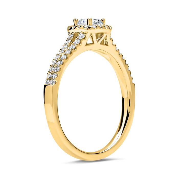 Halo ring 18ct gold with diamonds