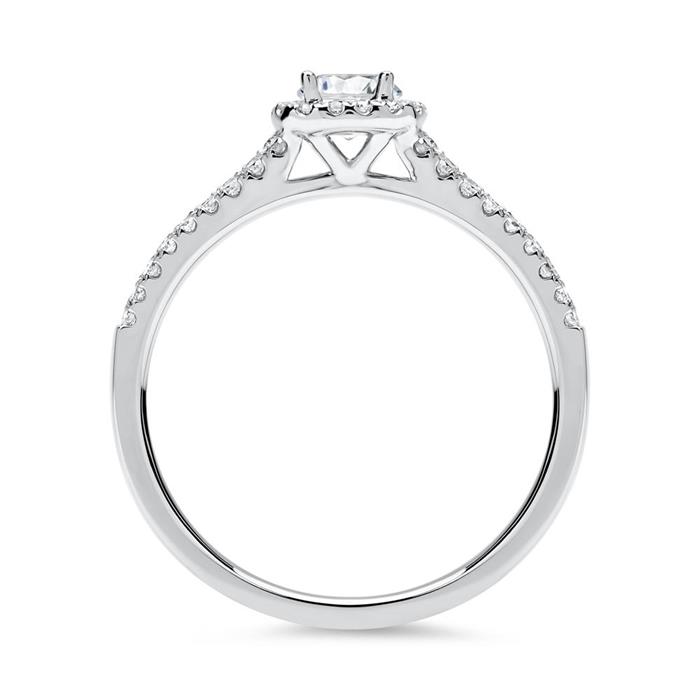 Halo ring 14ct white gold with diamonds