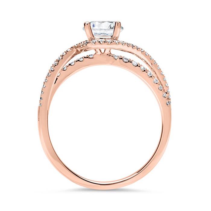 18ct rose gold ring with diamonds