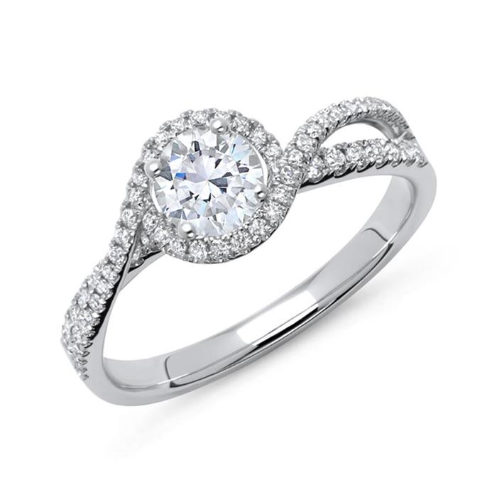 14ct white gold ring with diamonds