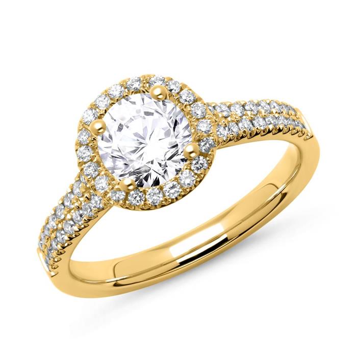14 quilates anillo halo de oro con diamantes