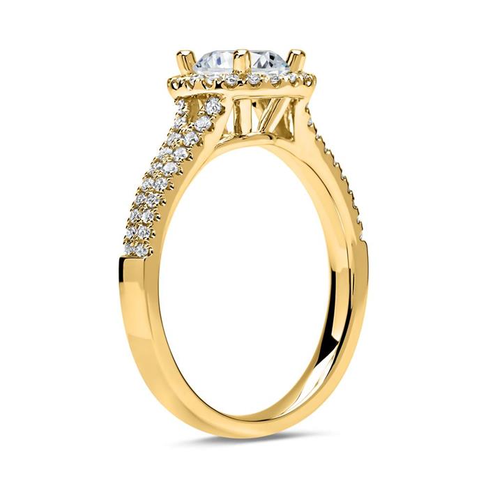 14 quilates anillo halo de oro con diamantes