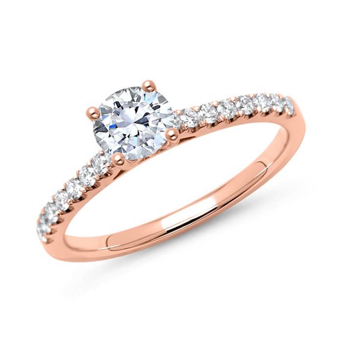 Ring 18ct rose gold with diamonds