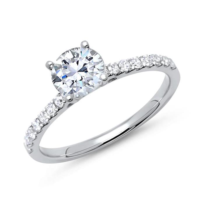 14ct white gold engagement ring with diamonds