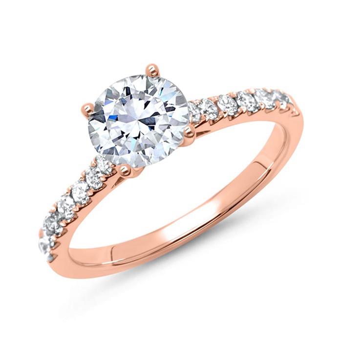 585er Roségold Verlobungsring mit Diamanten