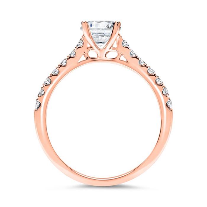 14ct rose gold engagement ring with diamonds