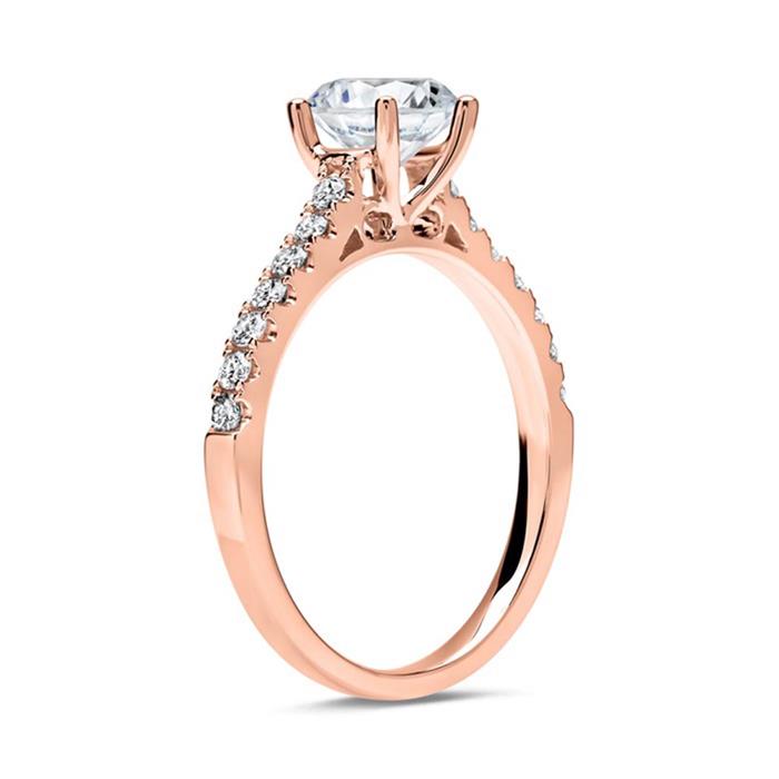 585er Roségold Verlobungsring mit Diamanten